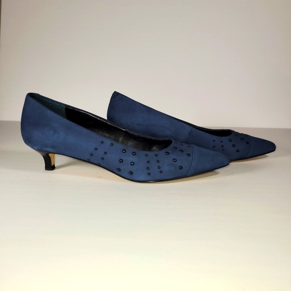 Donald J. Pliner Navy Blue Suede Pumps 6 - Picture 6 of 8